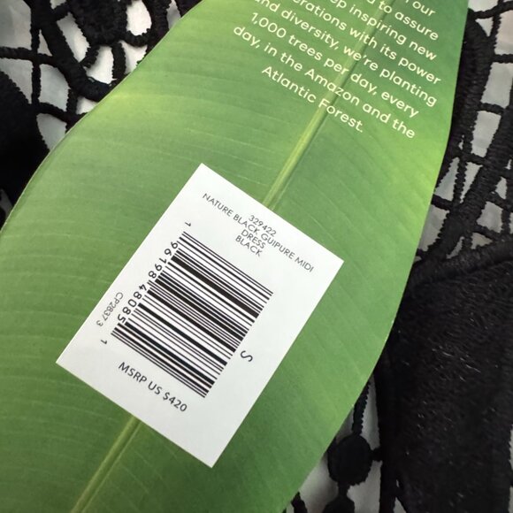 NEW WITH TAGS Farm Rio "Nature Black Guipure Midi" Black Dress - Picture 4 of 6